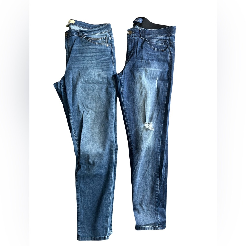 Democracy Blue Skinny Jeans Jeggings Set - Blue & Distressed Size 14 Women’s